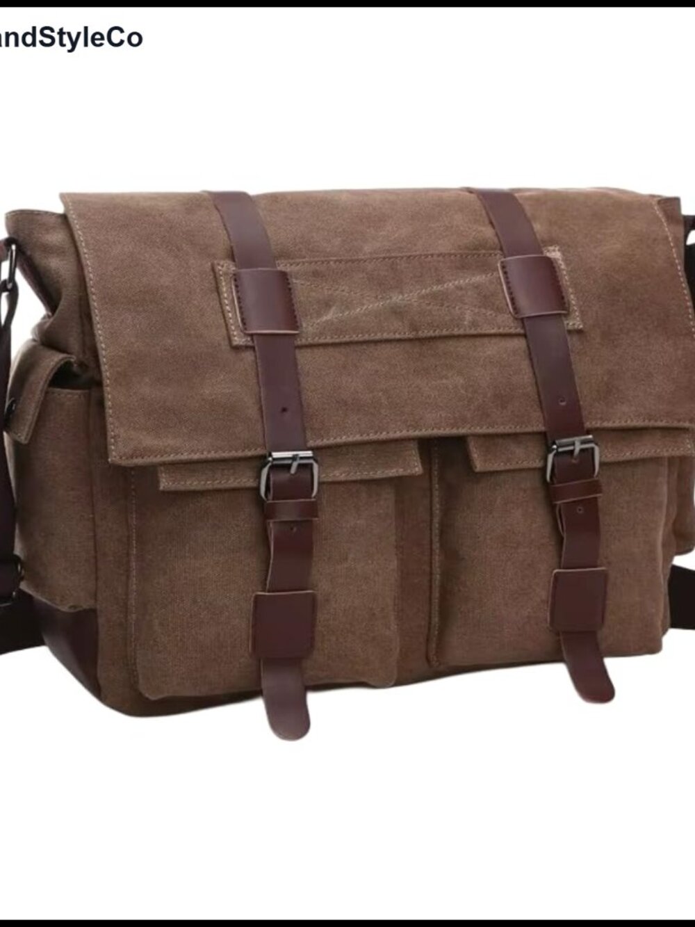 Canvas Leather Messenger Bag Laptop Briefcase Shoulder Bag Unisex